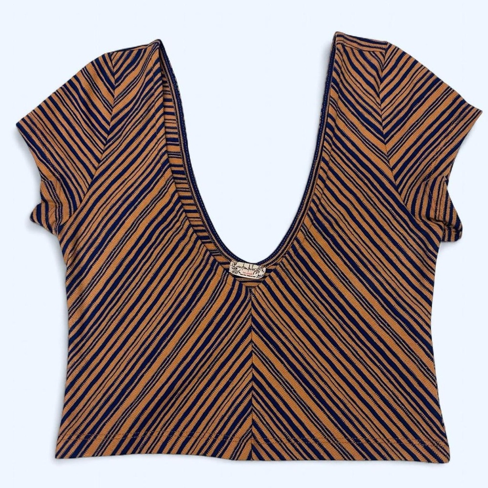 Free People Striped Scoop Neck Crop Top